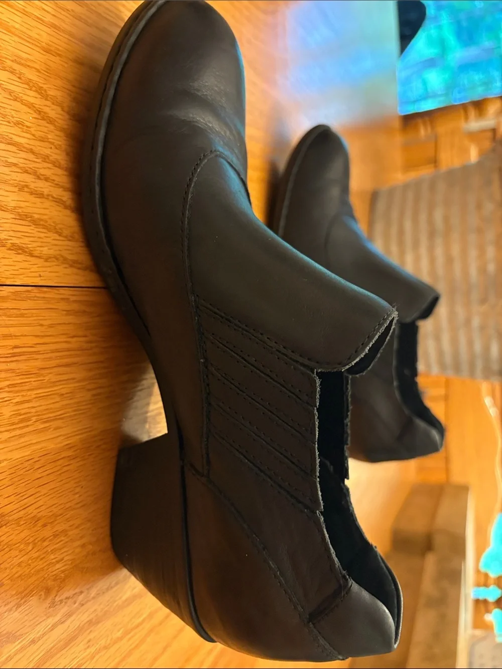 Born Black Leather Slip-On Western Booties